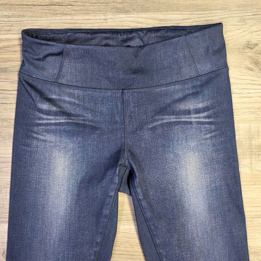 Lucy Faded Jean Print Hot Pants Leggings - Size Small - Denim Look! - Picture 3 of 7